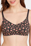 Rosaline Everyday Double Layered Non-Wired 3/4th Coverage  T-Shirt Bra - Black Rose Pt — thumbnail 4